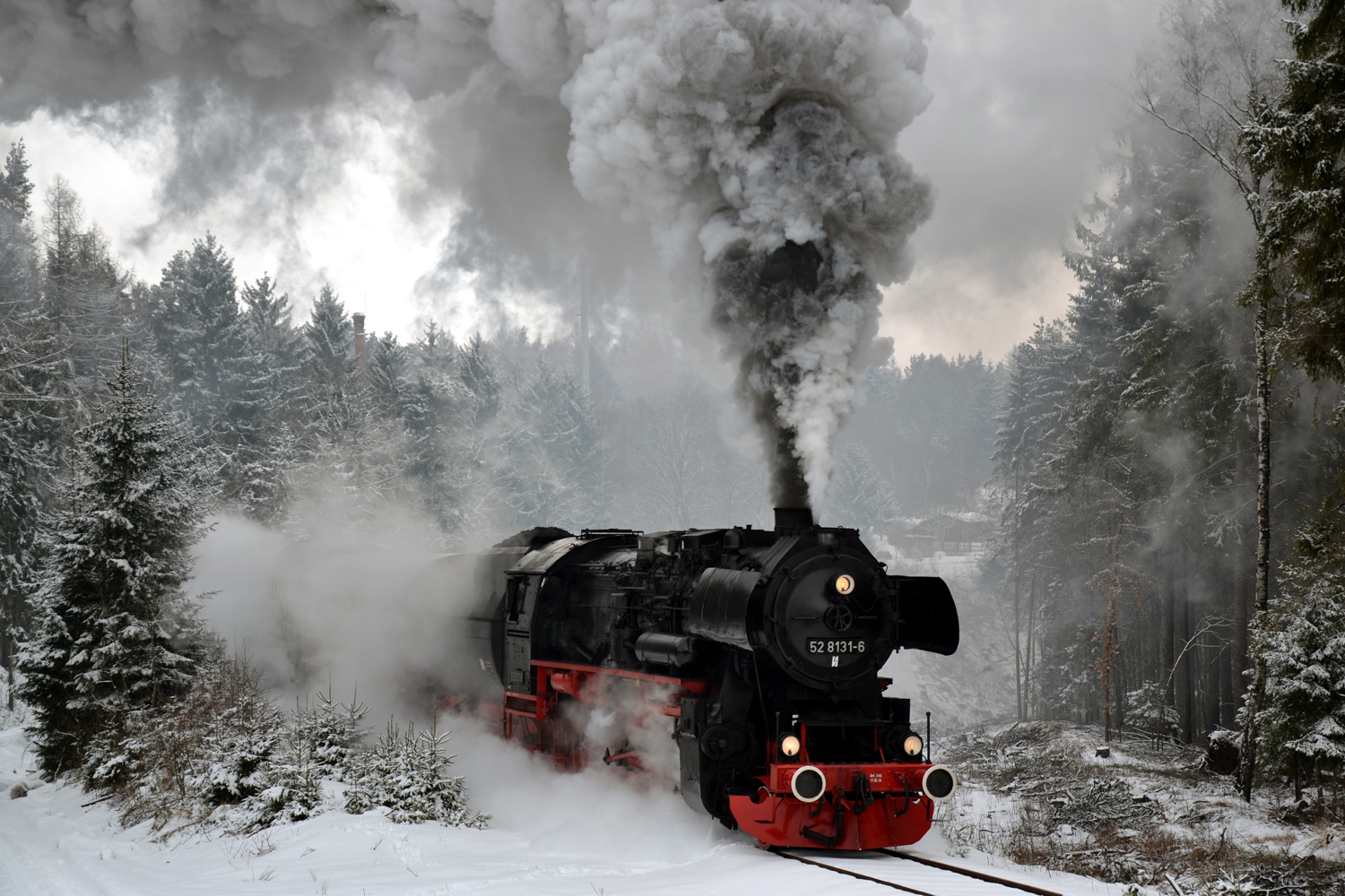 Dampf in Winterlandschaft